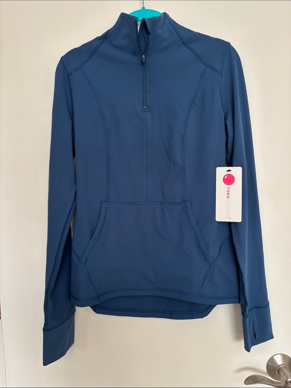NWT Yogalicious Navy Quarter-Zip Pullover